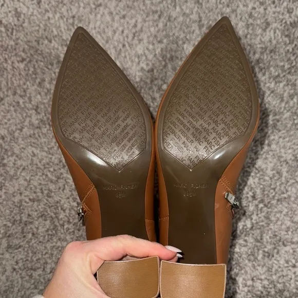 Marc Fisher Brown Heeled Boots with Block Heel