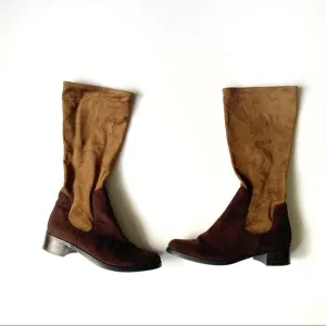 Marc Fisher Brown Suede Block Heel Sock Boots