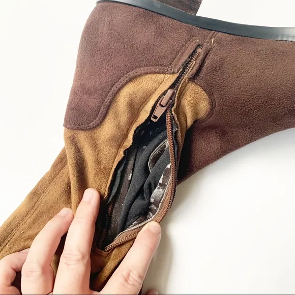 Marc Fisher Brown Suede Block Heel Sock Boots