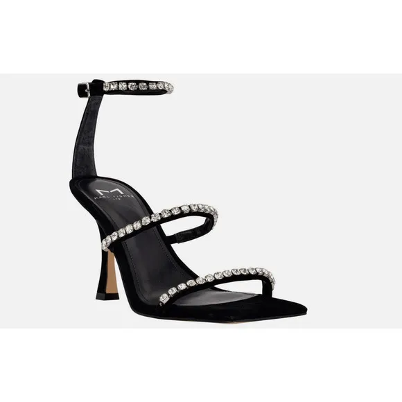 Marc Fisher Dezzi Embellished Strappy High Heel Sandals Black Size 8.5