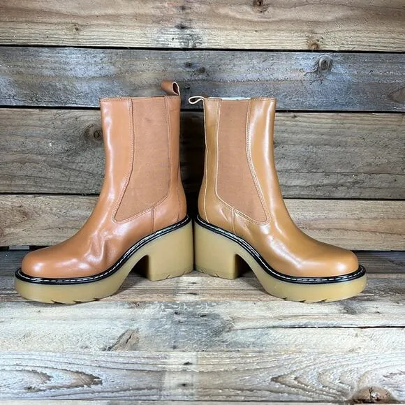 Marc Fisher Fredy Women's Leather Booties - Cognac - 7.5 - New without box