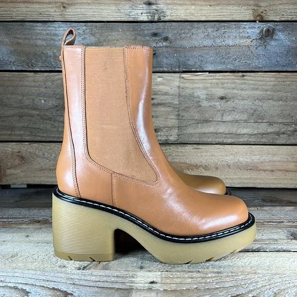 Marc Fisher Fredy Women's Leather Booties - Cognac - 7.5 - New without box