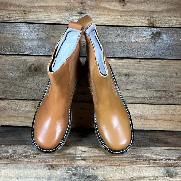 Marc Fisher Fredy Women's Leather Booties - Cognac - 7.5 - New without box