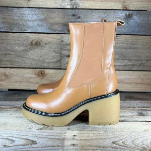 Marc Fisher Fredy Women's Leather Booties - Cognac - 7.5 - New without box