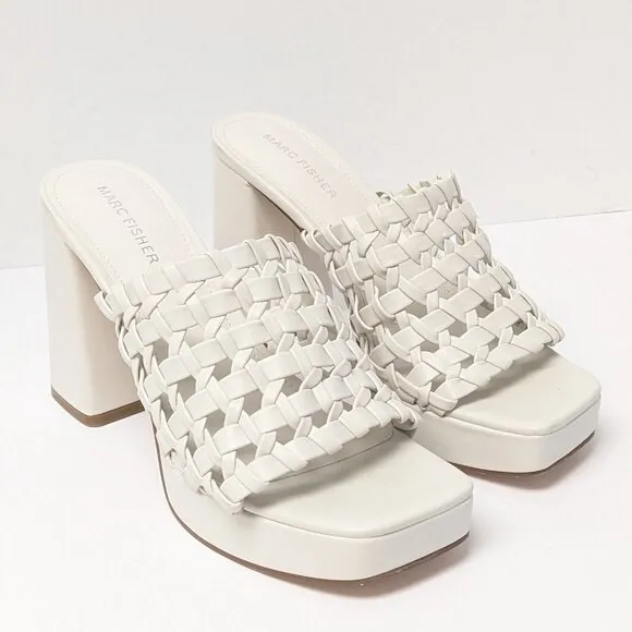 Marc Fisher Gervasi Platform Sandals, White, Women's 9
