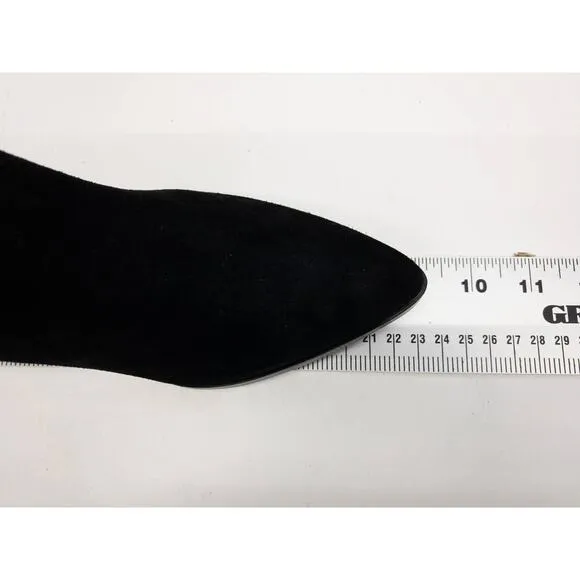 Marc Fisher Giana Black Suede Leather Pointed Toe Block Heel Mid Calf Boots 6.5