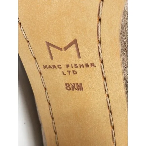 Marc Fisher Giana Tan Suede Pointed Toe Block Heel Mid Calf Boots 8.5 Women's