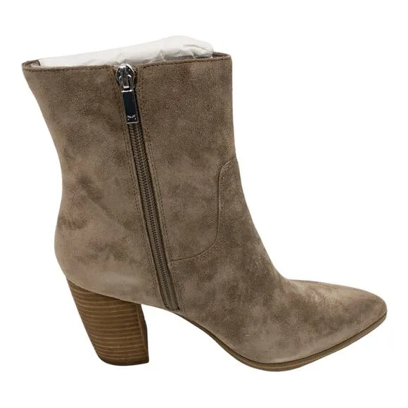 Marc Fisher Giana Tan Suede Pointed Toe Block Heel Mid Calf Boots 8.5 Women's