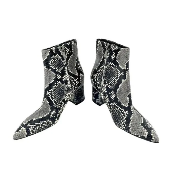 Marc Fisher Jarli Snake Print Leather Pointed Toe Ankle Boots SZ 6.5 New