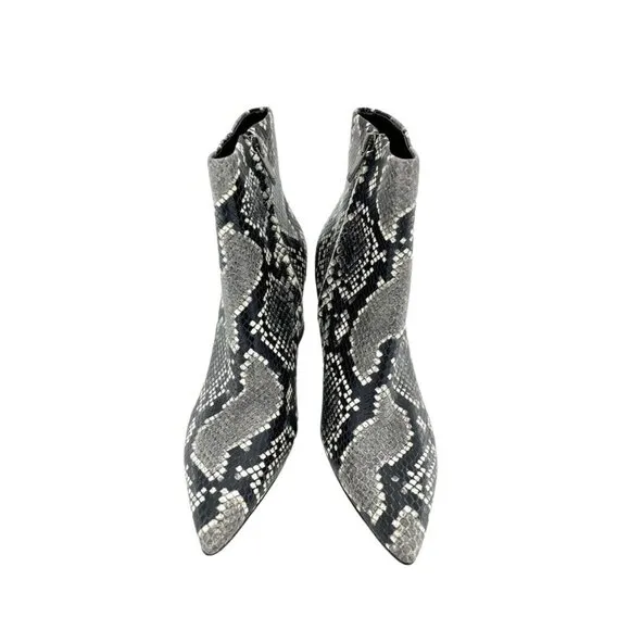 Marc Fisher Jarli Snake Print Leather Pointed Toe Ankle Boots SZ 6.5 New