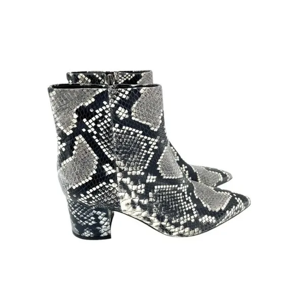 Marc Fisher Jarli Snake Print Leather Pointed Toe Ankle Boots SZ 6.5 New