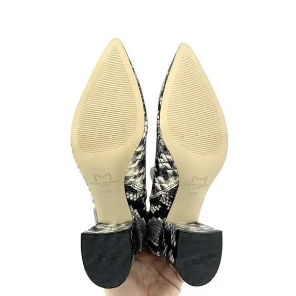 Marc Fisher Jarli Snake Print Leather Pointed Toe Ankle Boots SZ 6.5 New