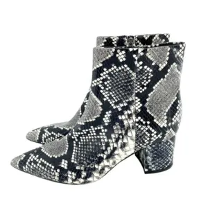 Marc Fisher Jarli Snake Print Leather Pointed Toe Ankle Boots SZ 6.5 New
