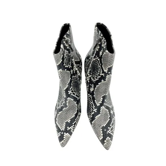 Marc Fisher Jarli Snake Print Leather Pointed Toe Ankle Boots SZ 6.5 New