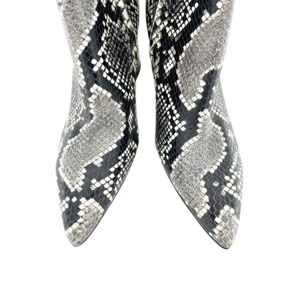 Marc Fisher Jarli Snake Print Leather Pointed Toe Ankle Boots SZ 6.5 New