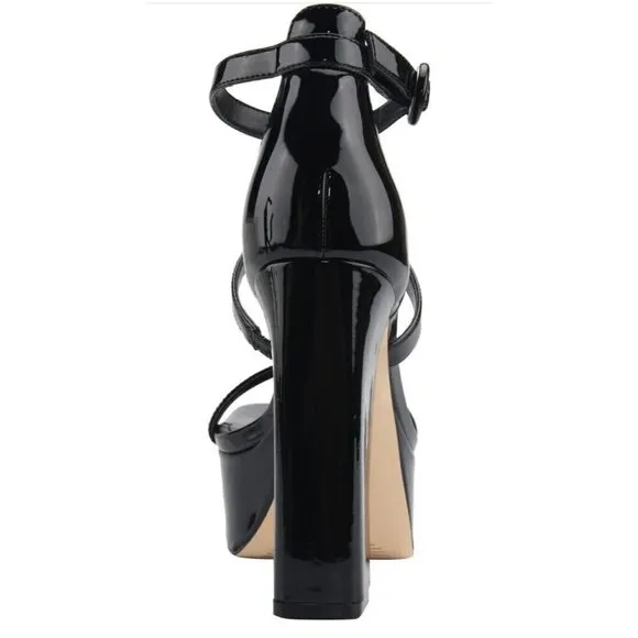 Marc Fisher Platform Sandals Frita Strappy Black Heel Platforms Size 9.5 NEW