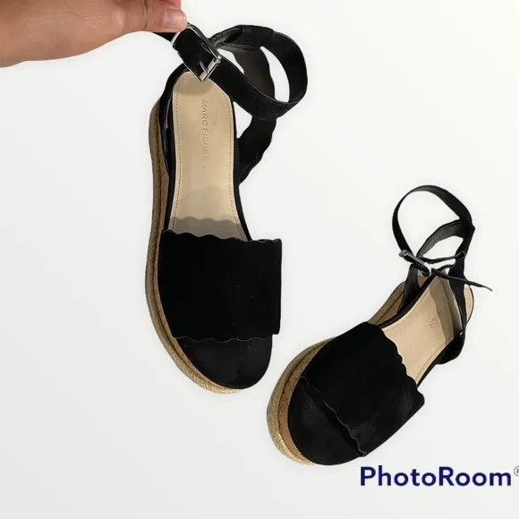 Marc Fisher Womens Faitful Suede Cork Wedge Sandals- 8