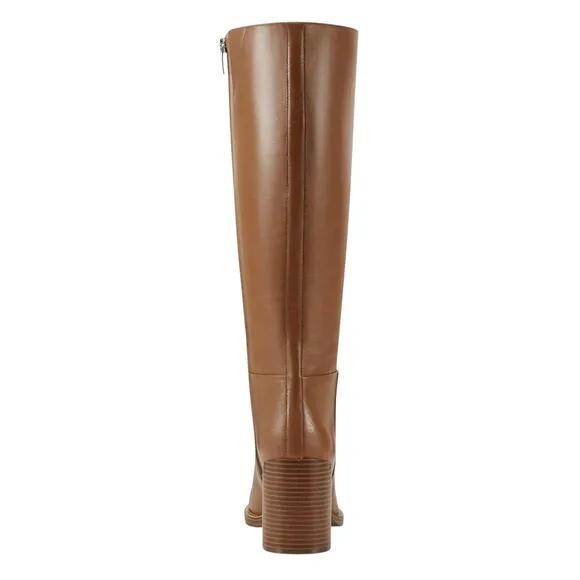 Marc Fisher Women's Gabey Round Toe Block Heel Boots Brown Size 5 1/2