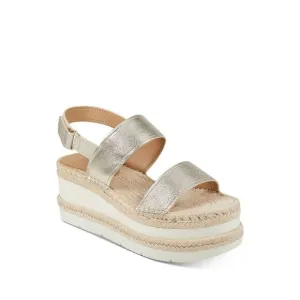 MARC FISHER Womens Gold 2&quot; Platform Double SlingGallia Shoes 9.5 M