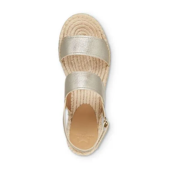 MARC FISHER Womens Gold 2&quot; Platform Double SlingGallia Shoes 9.5 M