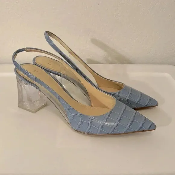 Marc Fisher Zudi blue clear heel slingback sandals size 8.5