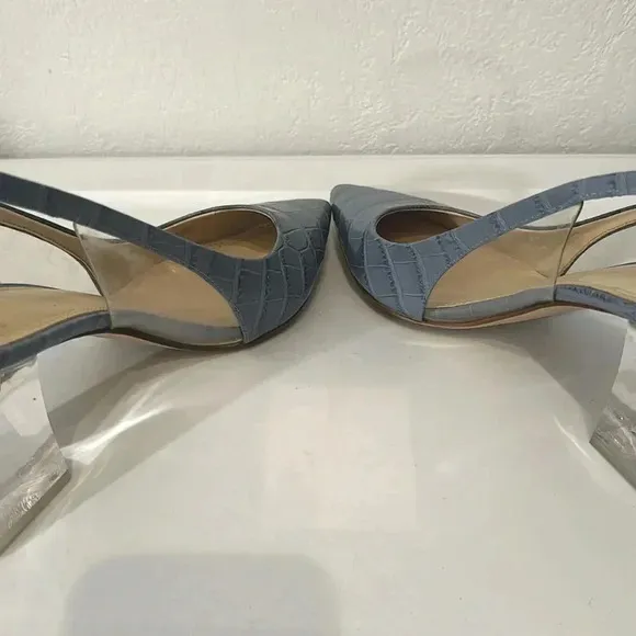 Marc Fisher Zudi blue clear heel slingback sandals size 8.5
