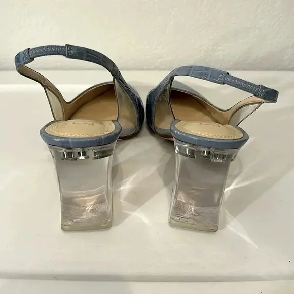 Marc Fisher Zudi blue clear heel slingback sandals size 8.5