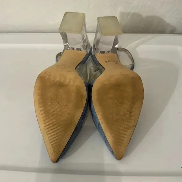 Marc Fisher Zudi blue clear heel slingback sandals size 8.5