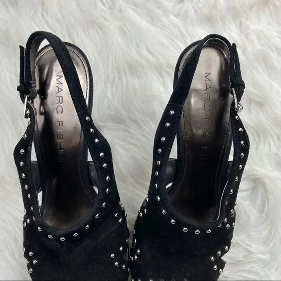 Marc Fisher Teron Suede Studded Platform Slingback Heels
