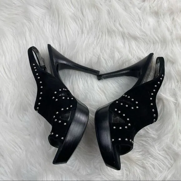Marc Fisher Teron Suede Studded Platform Slingback Heels
