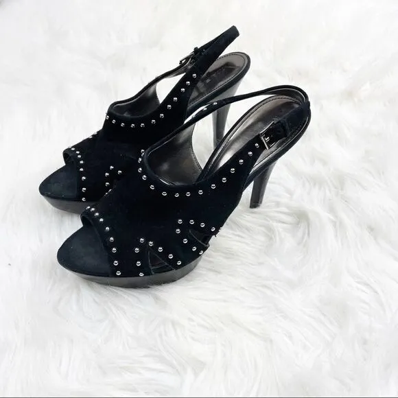 Marc Fisher Teron Suede Studded Platform Slingback Heels