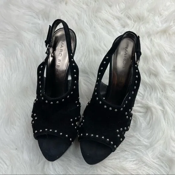 Marc Fisher Teron Suede Studded Platform Slingback Heels