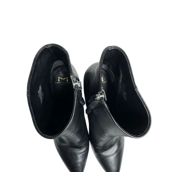 Marc Fisher ulani black leather pointed toe ankle boots size 8.5