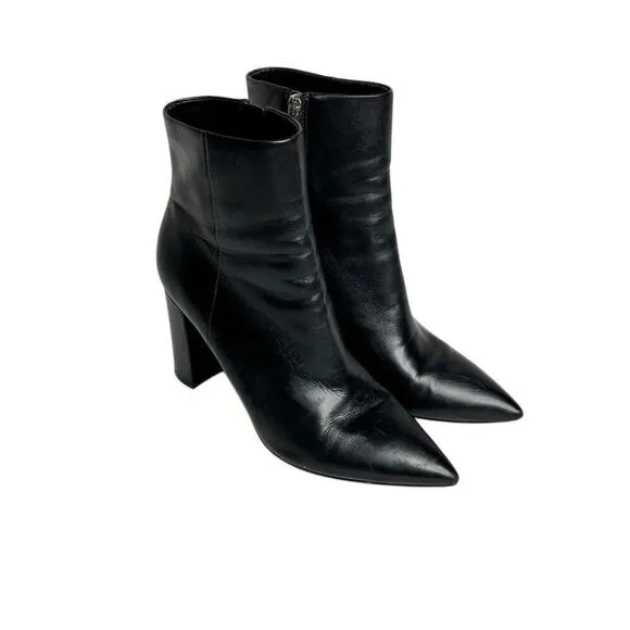 Marc Fisher ulani black leather pointed toe ankle boots size 8.5