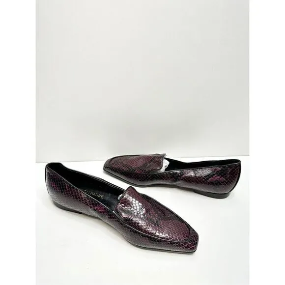 Marion Parke Shoes Womens Size 6.5US Python Snakeskin Loafers Purple Black