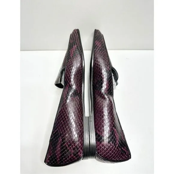 Marion Parke Shoes Womens Size 6.5US Python Snakeskin Loafers Purple Black