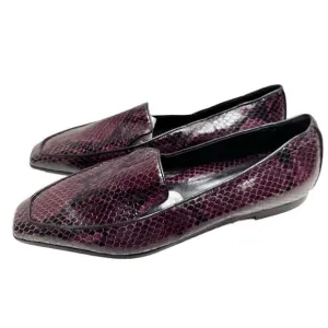 Marion Parke Shoes Womens Size 6.5US Python Snakeskin Loafers Purple Black