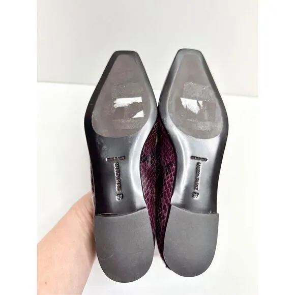 Marion Parke Shoes Womens Size 6.5US Python Snakeskin Loafers Purple Black