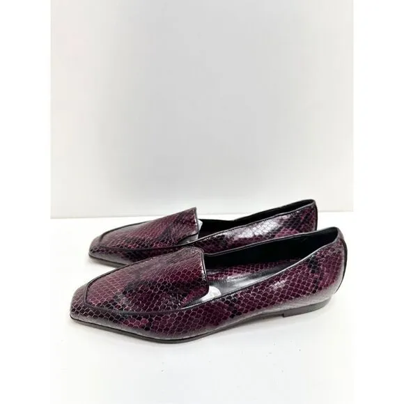 Marion Parke Shoes Womens Size 6.5US Python Snakeskin Loafers Purple Black
