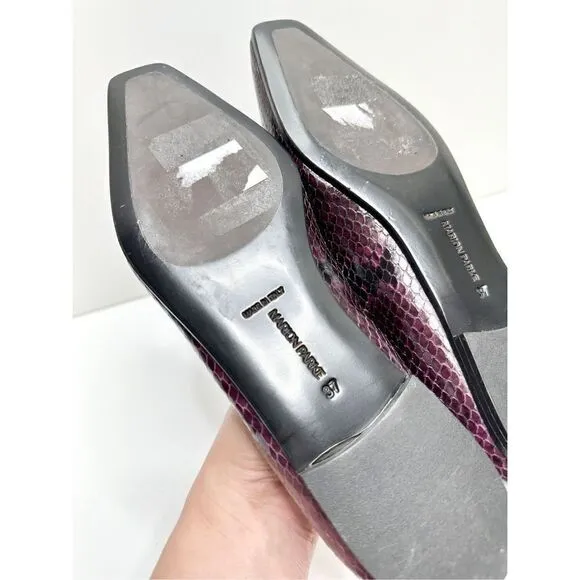 Marion Parke Shoes Womens Size 6.5US Python Snakeskin Loafers Purple Black