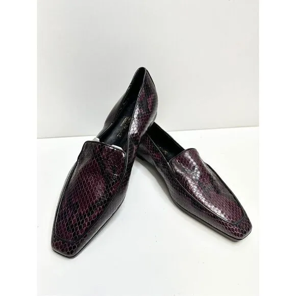 Marion Parke Shoes Womens Size 6.5US Python Snakeskin Loafers Purple Black