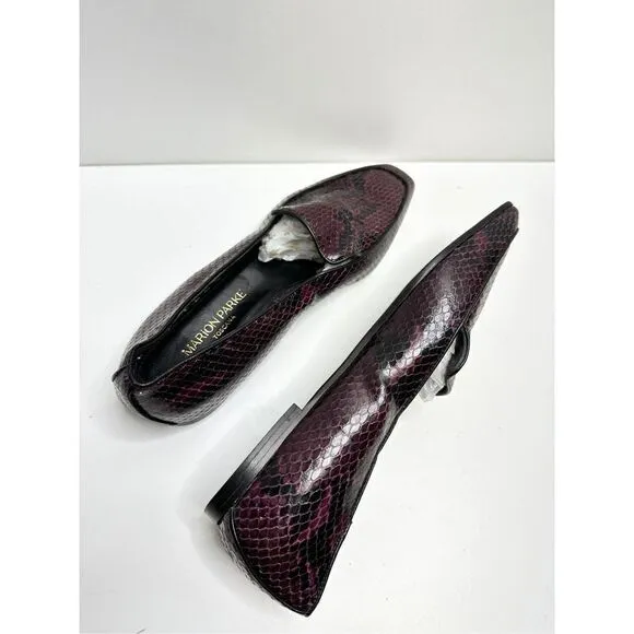 Marion Parke Shoes Womens Size 6.5US Python Snakeskin Loafers Purple Black