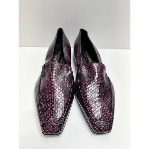 Marion Parke Shoes Womens Size 6.5US Python Snakeskin Loafers Purple Black