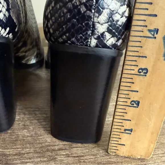 Mark Fisher Oshay Leather Boots Booties Python Snakeskin Print Sz 11 Block Heel