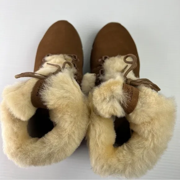Mark Nason Boots women 6.5 Brown Block Chalet Sheep Shearling Memory Foam Winter