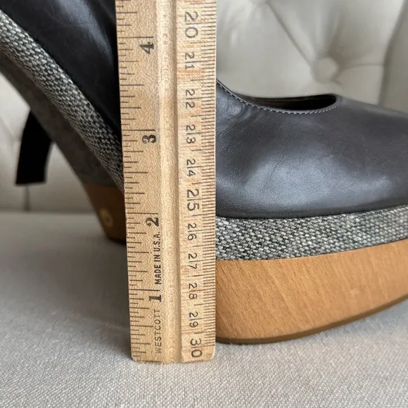 Marni Brown Leather Shoes distressed high heels wooden platform