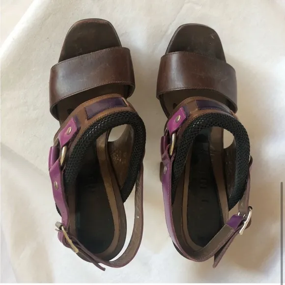 Marni slingback horse-bitplatform unique color block leather 8.5
