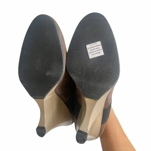 Marni Vintage Grunge Y2K 2000’s Brown Leather‎ Mary Jane Elastic Wedge Heels