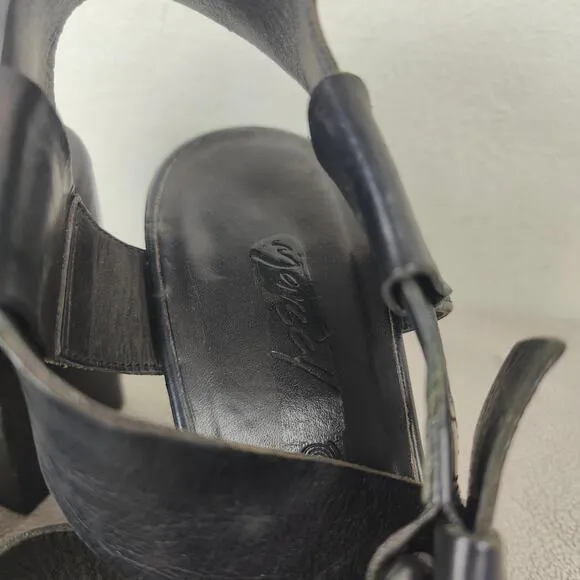 Marsell Block Heel Sandals Womens 36.6 US 6.5 Black Leather Strappy Minimalist