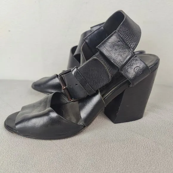 Marsell Block Heel Sandals Womens 36.6 US 6.5 Black Leather Strappy Minimalist